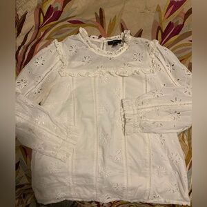 JCrew off white eyelet blouse
